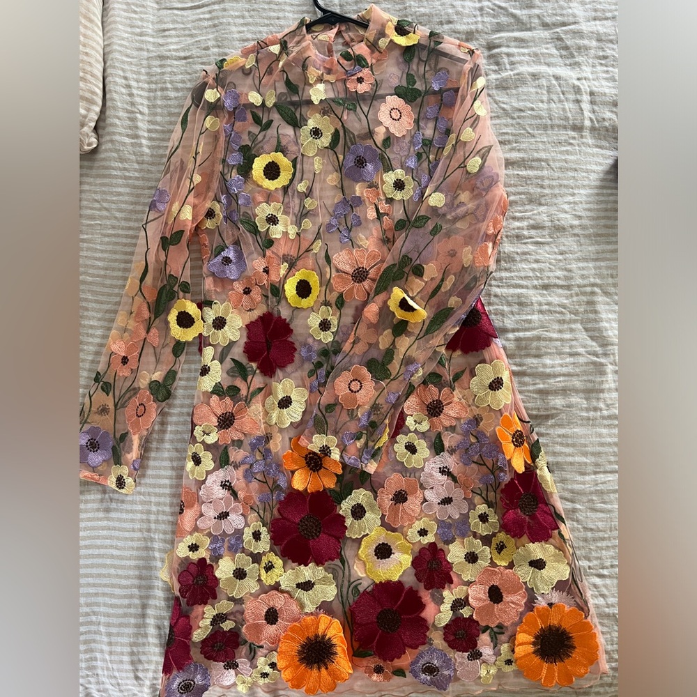 Sheer Floral Cocktail Dress